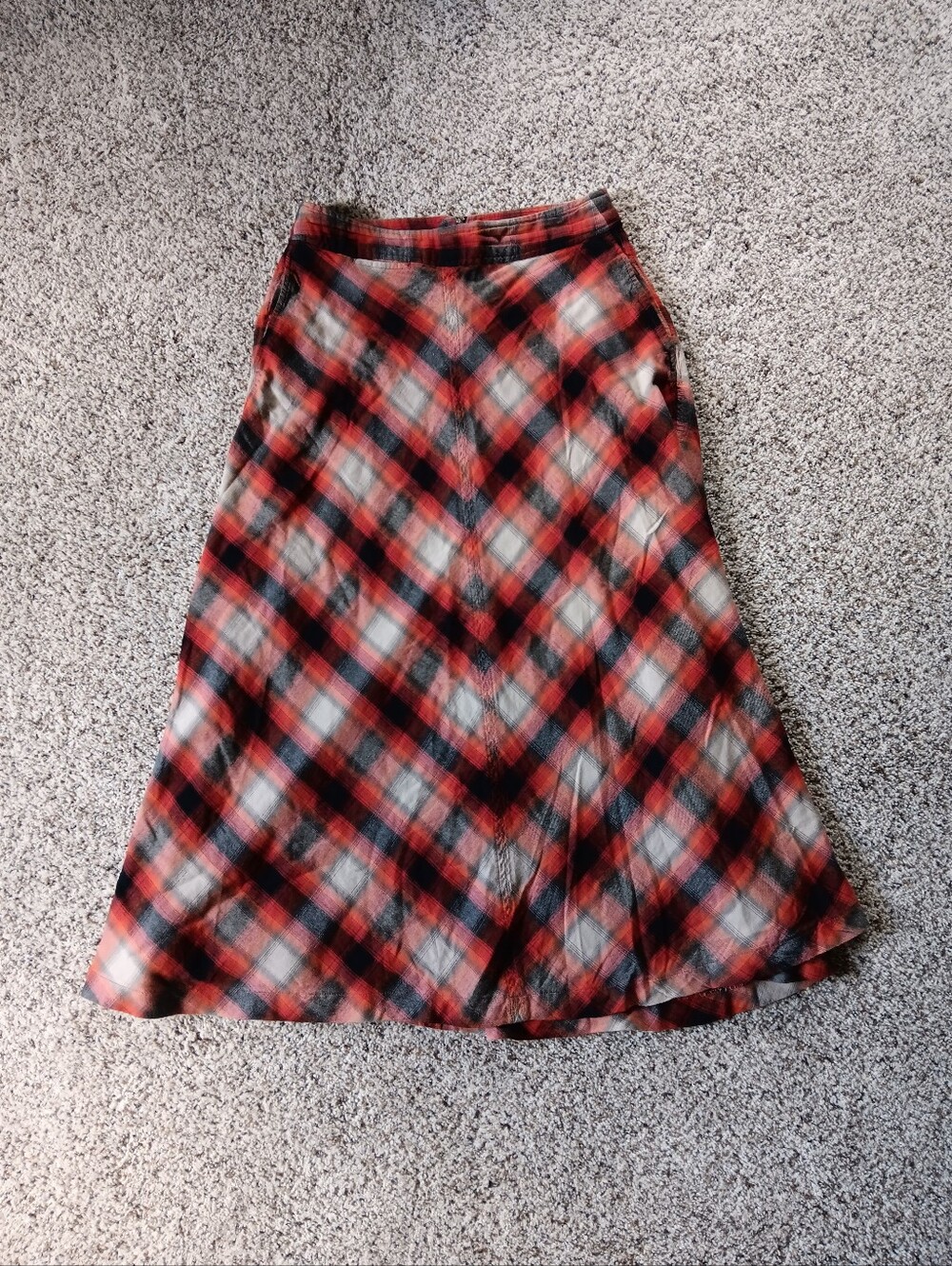 Gap Plaid Orange Brown Long Flannel Skirt 0 Lagenlook